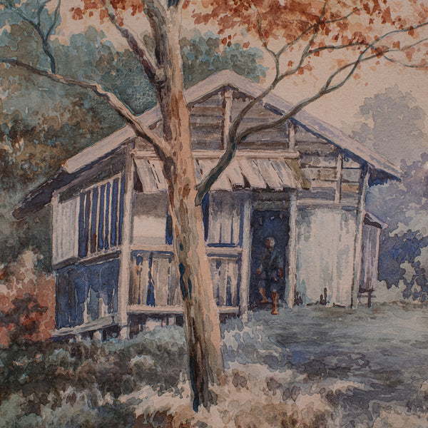 Vintage River Landscape Painting, Japanese School, Watercolour, Art, Mid Century