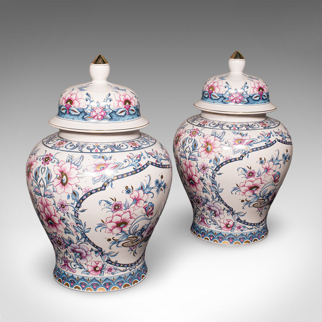 Pair of Large Vintage Display Vases, Italian, Ceramic, Baluster Urn, Circa 1980
