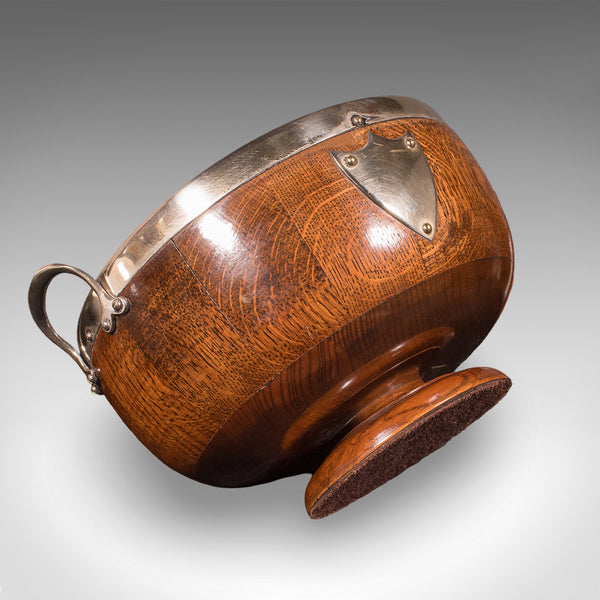 Antique Presentation Prize Bowl, English, Oak, Ceramic, Fruit Dish, Edwardian