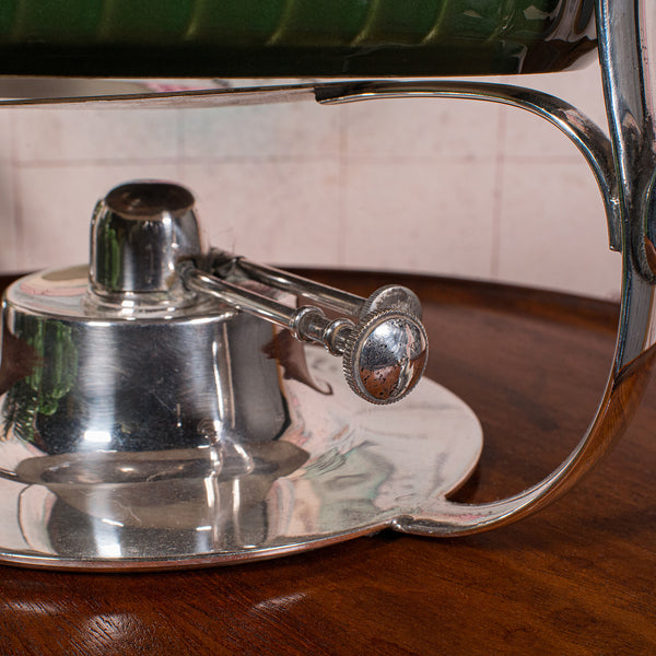 Antique Food Warmer, English Ceramic, Silver Plate, Chafing Heat Dish, Edwardian
