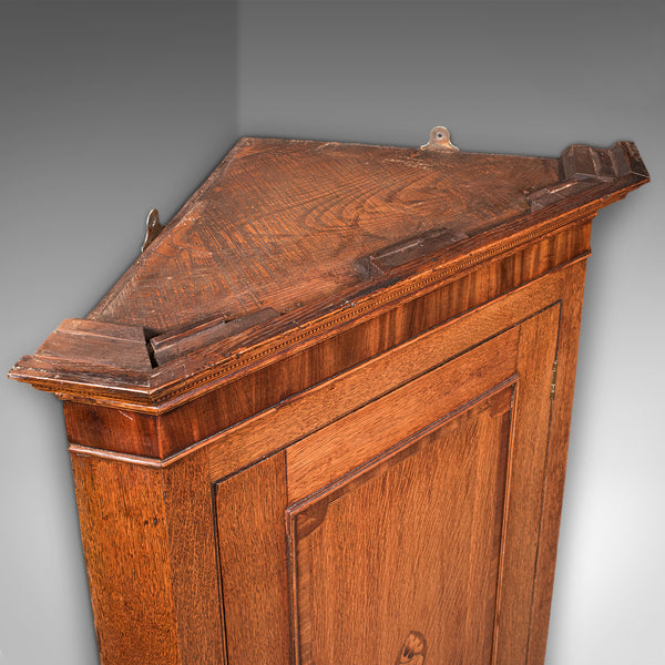 Antique Mounted Corner Cabinet, English, Oak, Wall Cupboard, Georgian, C.1780