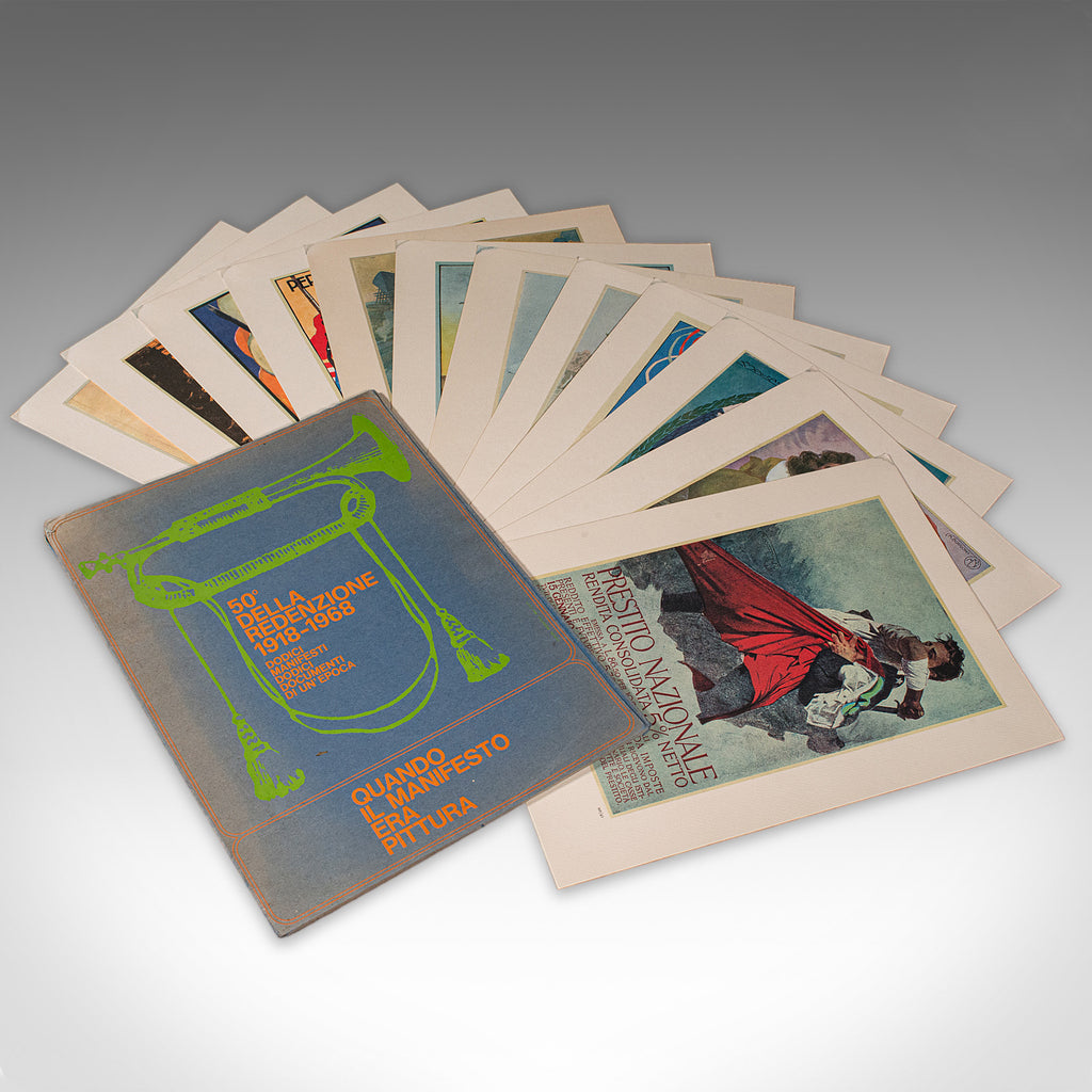 Vintage Folio of 12 Posters, Italian, Prints, WWI Propaganda, Art Exhibition Set