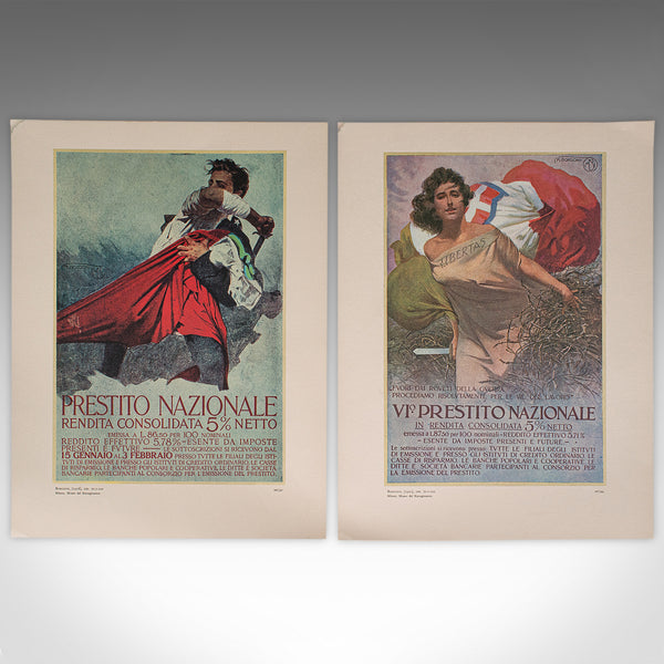 Vintage Folio of 12 Posters, Italian, Prints, WWI Propaganda, Art Exhibition Set
