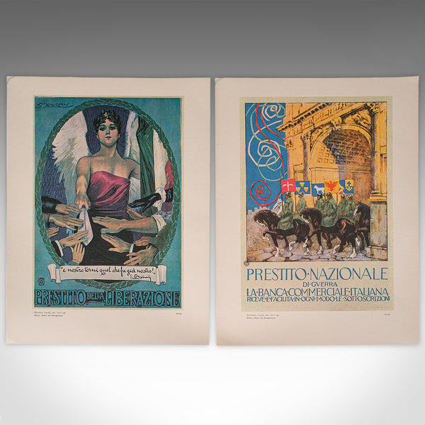 Vintage Folio of 12 Posters, Italian, Prints, WWI Propaganda, Art Exhibition Set