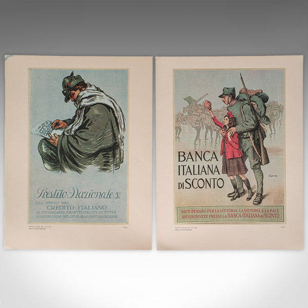 Vintage Folio of 12 Posters, Italian, Prints, WWI Propaganda, Art Exhibition Set