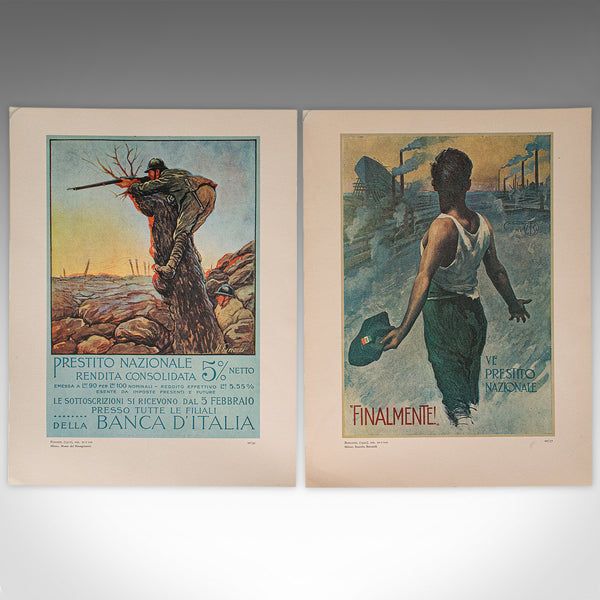 Vintage Folio of 12 Posters, Italian, Prints, WWI Propaganda, Art Exhibition Set