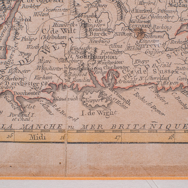Antique Map of England & Wales, French, Framed Cartography, Georgian, Circa 1780