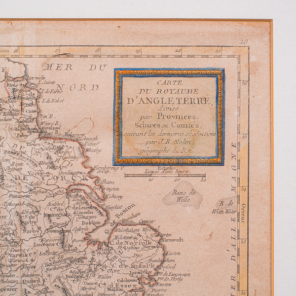 Antique Map of England & Wales, French, Framed Cartography, Georgian, Circa 1780