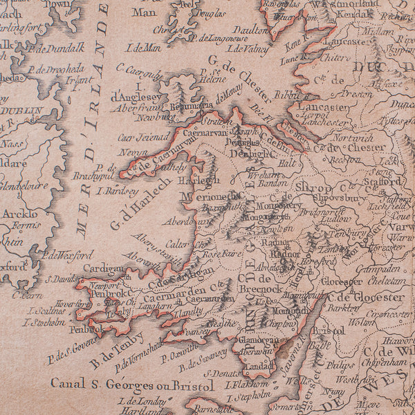 Antique Map of England & Wales, French, Framed Cartography, Georgian, Circa 1780