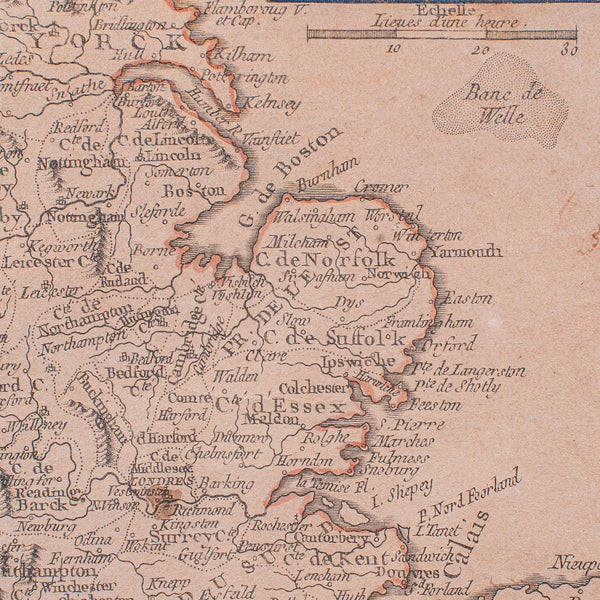 Antique Map of England & Wales, French, Framed Cartography, Georgian, Circa 1780