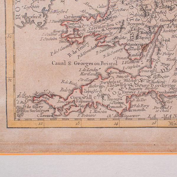 Antique Map of England & Wales, French, Framed Cartography, Georgian, Circa 1780
