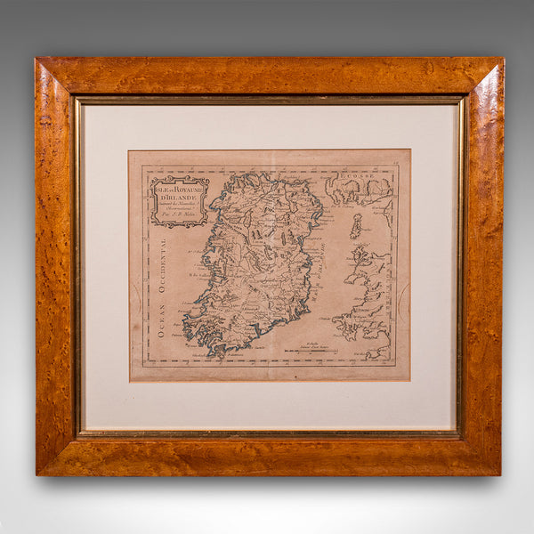 Antique Map of Ireland, French, Framed Cartography, Eire, Georgian, Circa 1780