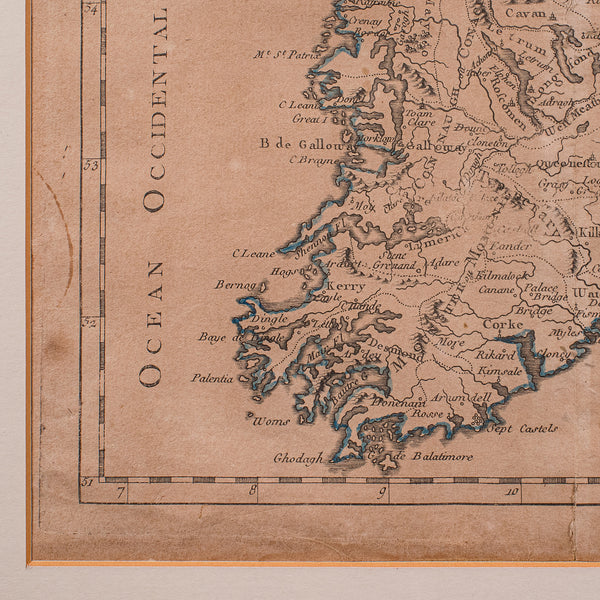 Antique Map of Ireland, French, Framed Cartography, Eire, Georgian, Circa 1780