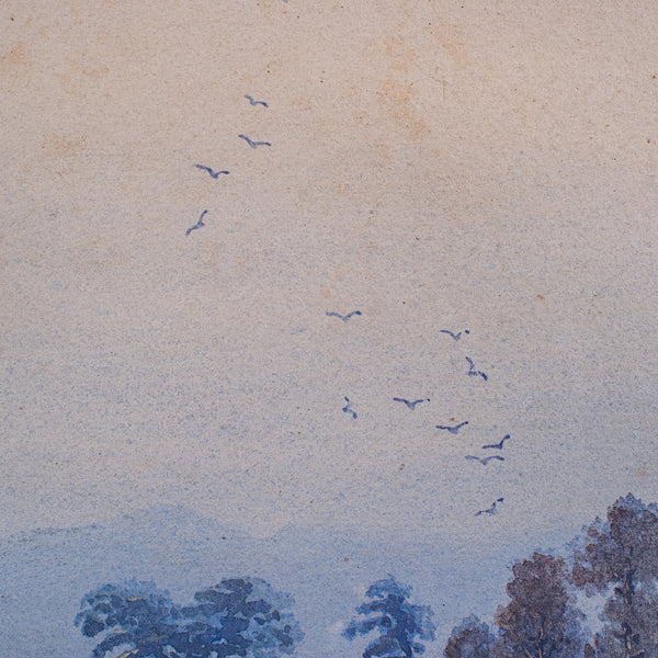 Vintage Landscape Painting, Japanese School, Watercolour, Art, Mid Century, 1960