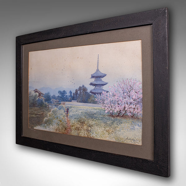 Vintage Landscape Painting, Japanese School, Watercolour, Art, Mid Century, 1960