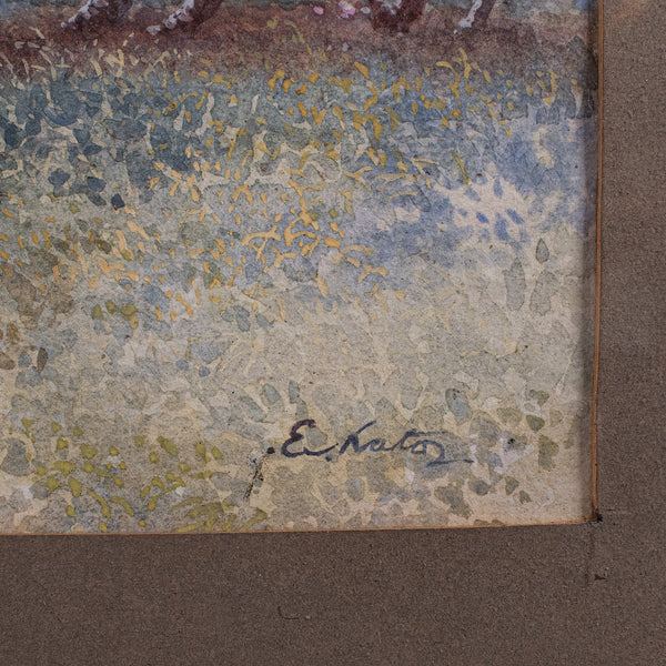 Vintage Landscape Painting, Japanese School, Watercolour, Art, Mid Century, 1960