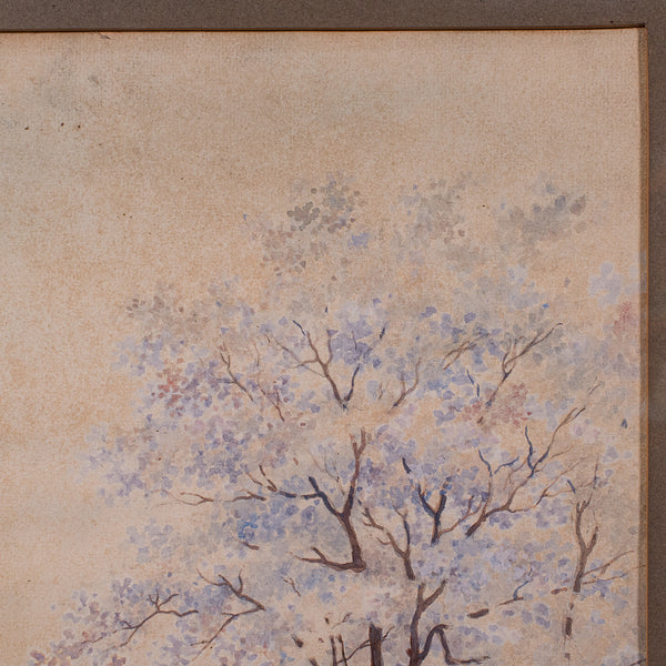 Vintage Torii Gate Landscape Painting, Japanese School, Watercolour, Art, C.1960