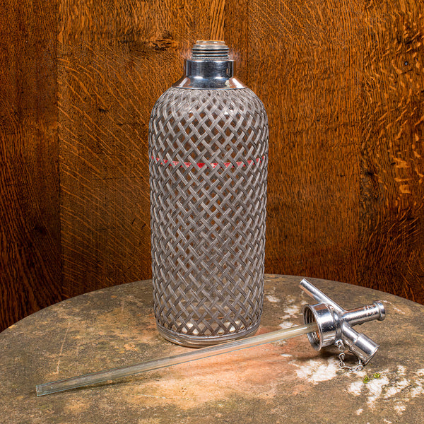 Vintage Soda Syphon, English, Glass, Cocktail Bar Drinks Bottle, Mid Century
