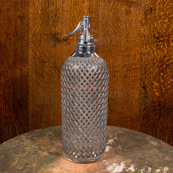 Vintage Soda Syphon, English, Glass, Cocktail Bar Drinks Bottle, Mid Century