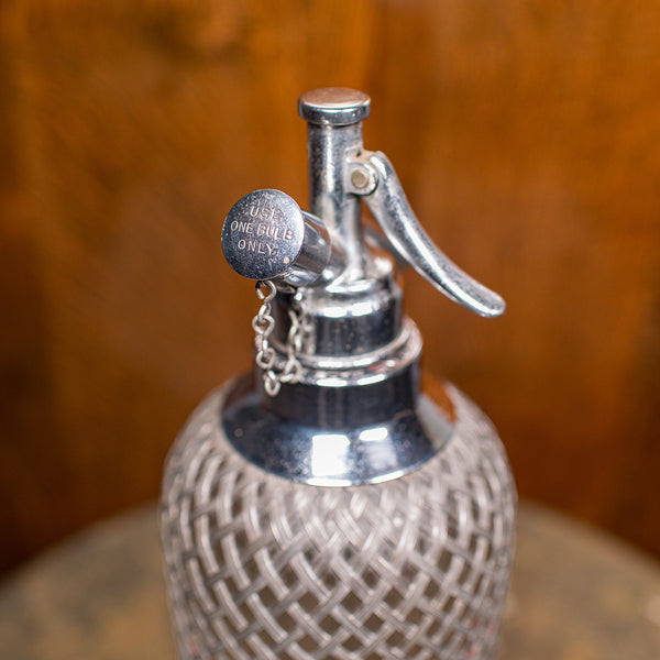 Vintage Soda Syphon, English, Glass, Cocktail Bar Drinks Bottle, Mid Century