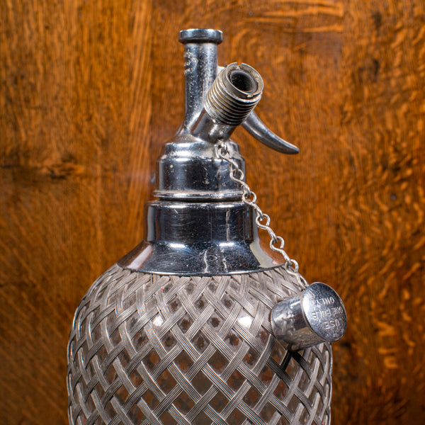 Vintage Soda Syphon, English, Glass, Cocktail Bar Drinks Bottle, Mid Century