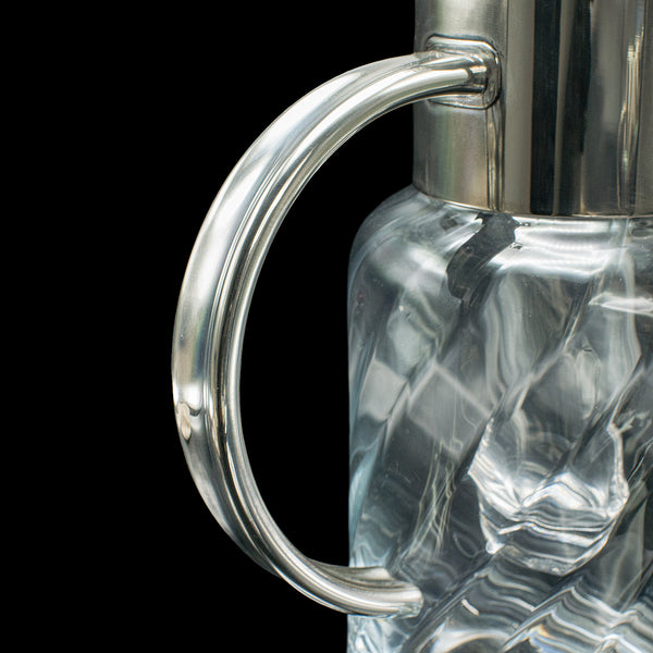 Tall Vintage Lemonade Pitcher, English, Glass, Cordial Cooler Jug, Mid Century