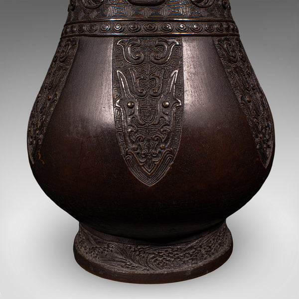 Antique Hu Vase, Oriental, Bronze, Flower Pot, Display Urn, Victorian, C.1880