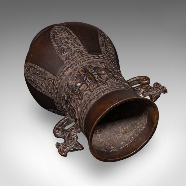 Antique Hu Vase, Oriental, Bronze, Flower Pot, Display Urn, Victorian, C.1880