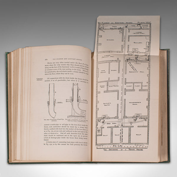 Antique Reference Book The Plumber and Sanitary Houses, English, Victorian, 1877