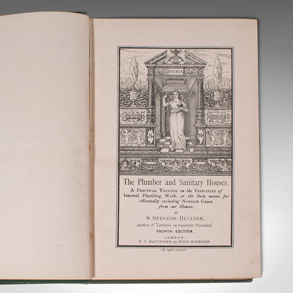 Antique Reference Book The Plumber and Sanitary Houses, English, Victorian, 1877