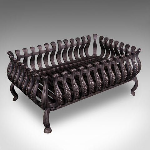Antique Fire Basket, English, Cast Iron, Fireplace Grate, Edwardian, Circa 1905