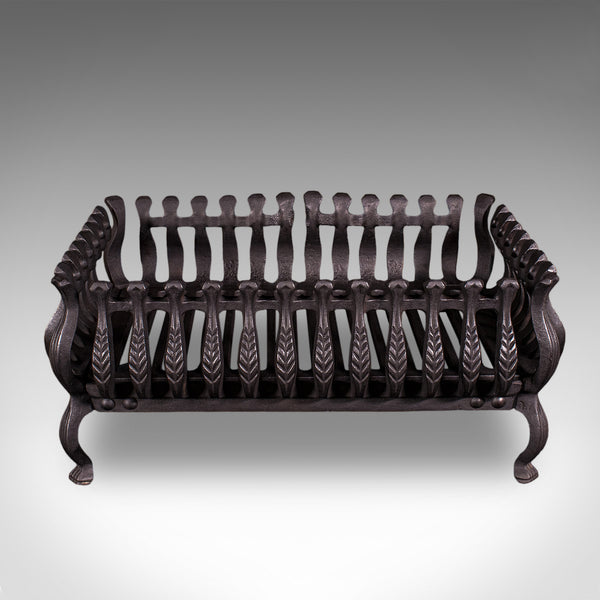 Antique Fire Basket, English, Cast Iron, Fireplace Grate, Edwardian, Circa 1905