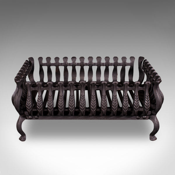 Antique Fire Basket, English, Cast Iron, Fireplace Grate, Edwardian, Circa 1905