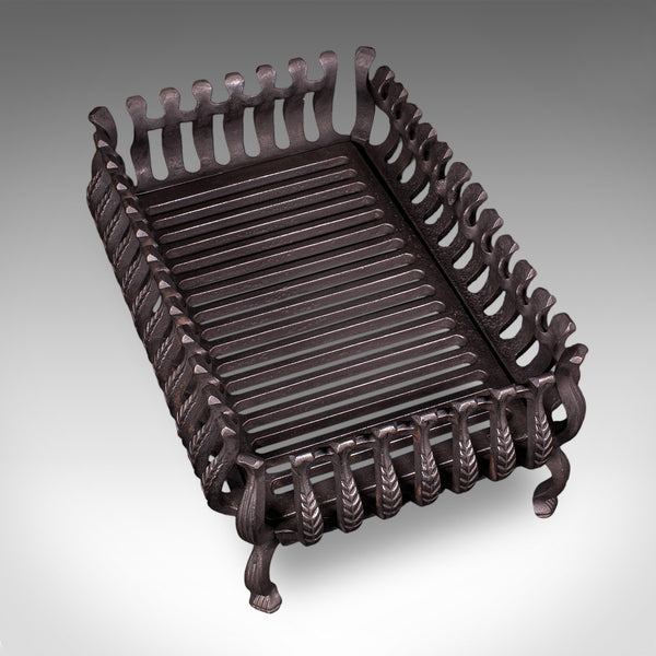 Antique Fire Basket, English, Cast Iron, Fireplace Grate, Edwardian, Circa 1905