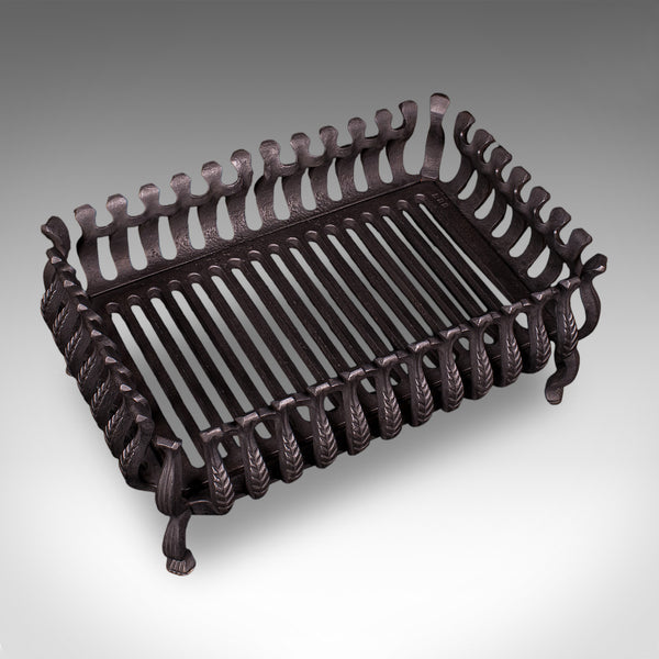Antique Fire Basket, English, Cast Iron, Fireplace Grate, Edwardian, Circa 1905