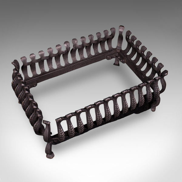 Antique Fire Basket, English, Cast Iron, Fireplace Grate, Edwardian, Circa 1905