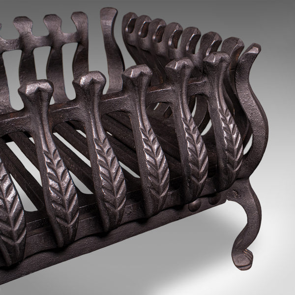 Antique Fire Basket, English, Cast Iron, Fireplace Grate, Edwardian, Circa 1905