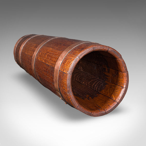 Antique Coopered Stick Loop, English, Victorian Oak Country House Umbrella Stand