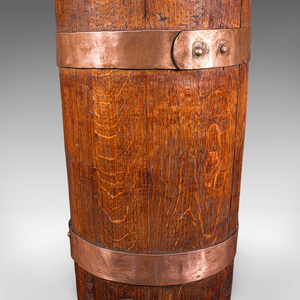 Antique Coopered Stick Loop, English, Victorian Oak Country House Umbrella Stand