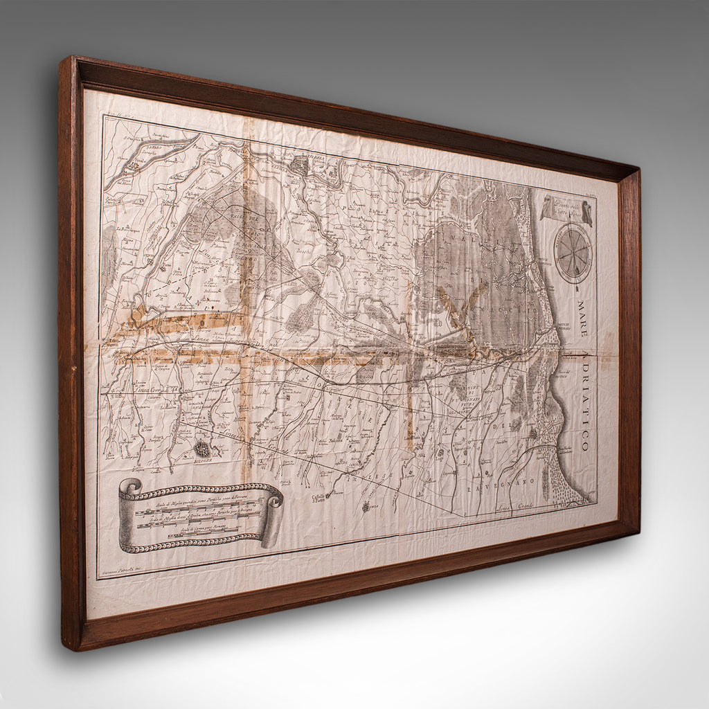 Antique Italian Region Map, Framed Cartography, 18th Century, Emilia Romagna