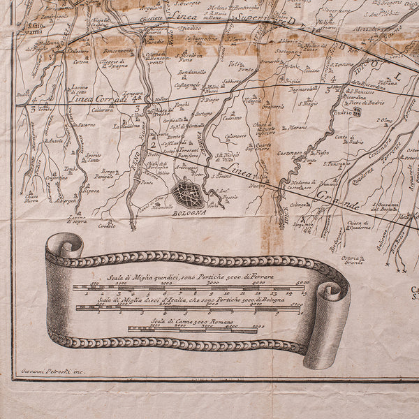 Antique Italian Region Map, Framed Cartography, 18th Century, Emilia Romagna