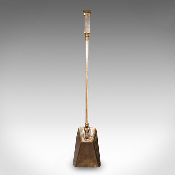 Trio of Antique Fireside Tools, English, Brass, Poker, Tongs, Shovel, Victorian