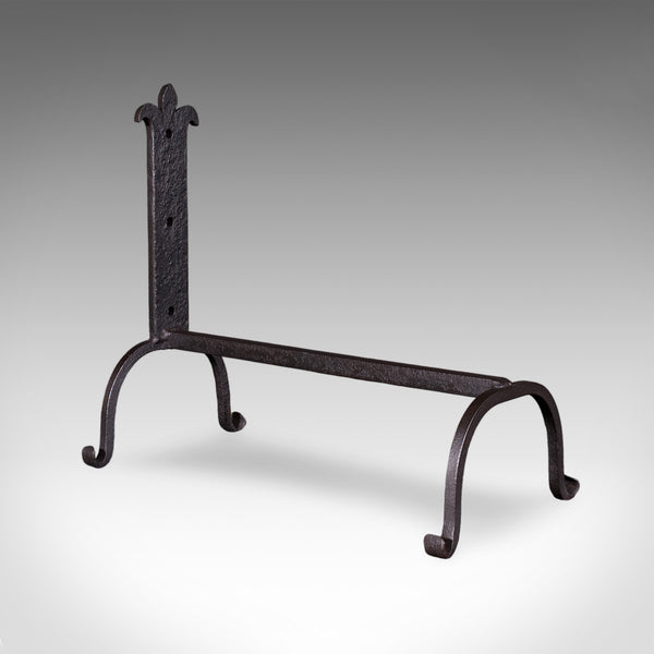 Pair of Antique Fire Dogs, English, Blacksmith Made, Andirons, Gothic, Edwardian