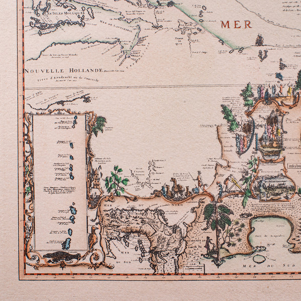 Vintage Voyage Map, French, After Henri Chatelain, Americas, Framed Cartography