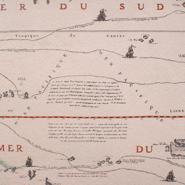 Vintage Voyage Map, French, After Henri Chatelain, Americas, Framed Cartography
