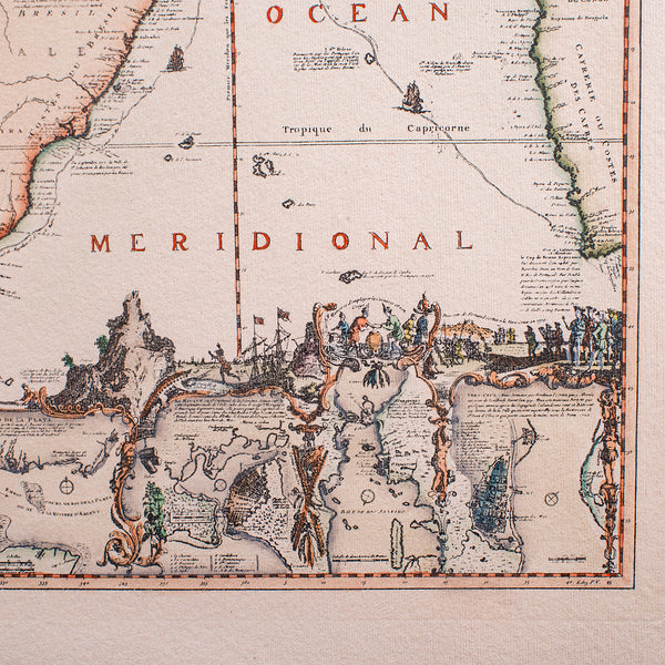 Vintage Voyage Map, French, After Henri Chatelain, Americas, Framed Cartography