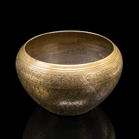 Vintage Offering Bowl, South East Asian, Brass, Jardiniere Pot, Art Deco, C.1930