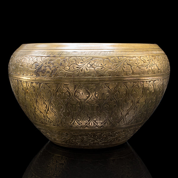 Vintage Offering Bowl, South East Asian, Brass, Jardiniere Pot, Art Deco, C.1930