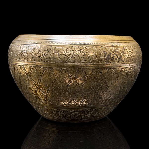 Vintage Offering Bowl, South East Asian, Brass, Jardiniere Pot, Art Deco, C.1930