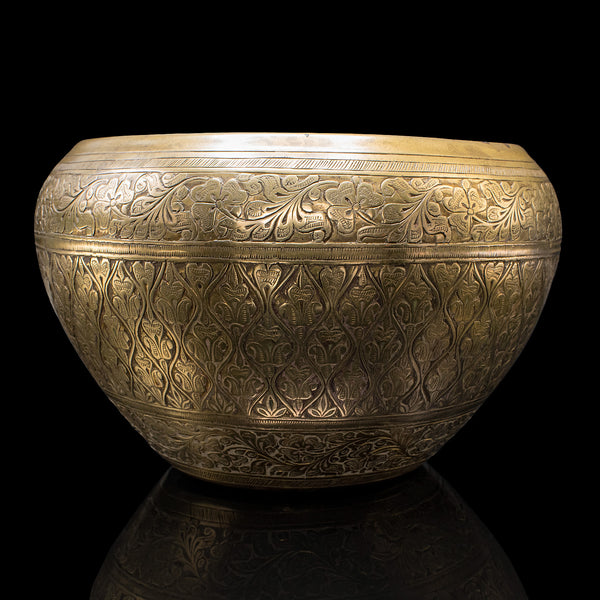 Vintage Offering Bowl, South East Asian, Brass, Jardiniere Pot, Art Deco, C.1930
